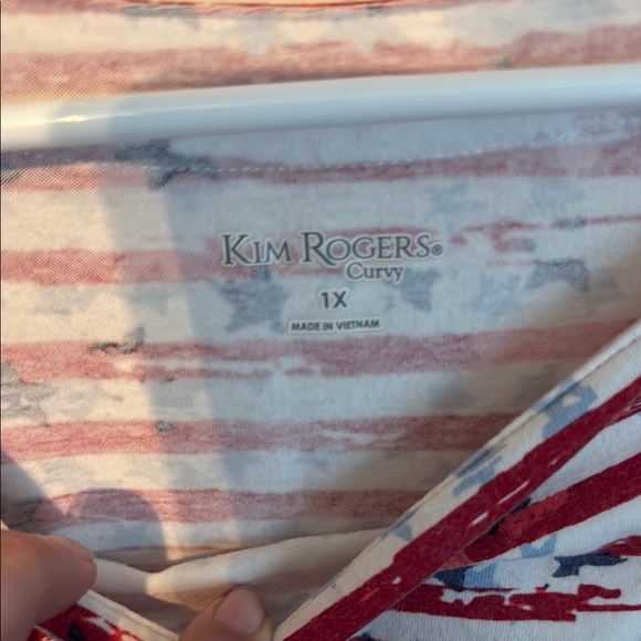Kim rogers curvey Red and White Striped Star Dress 1X - Picture 2 of 4